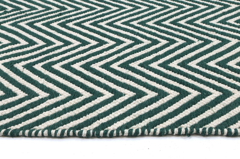 Natura Wool Green Chevron Rug 120x170 cm