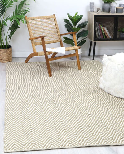 Natura Wool Limestone Beige Chevron Rug 120x170 cm