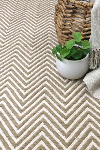 Natura Wool Limestone Beige Chevron Rug 120x170 cm