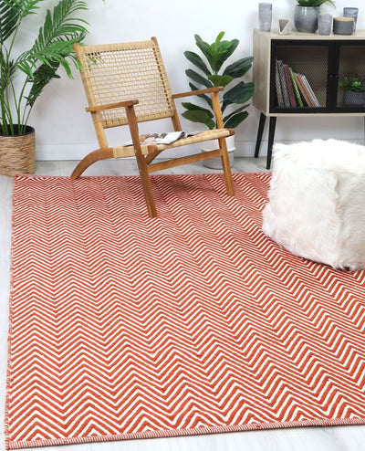 Natura Wool Orange Red Chevron Rug 120x170 cm