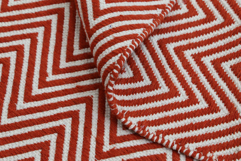 Natura Wool Orange Red Chevron Rug 120x170 cm