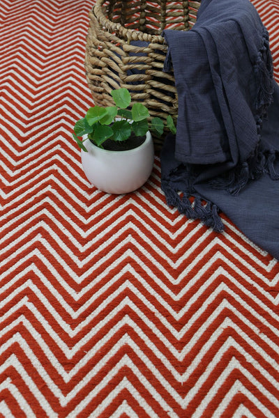 Natura Wool Orange Red Chevron Rug 120x170 cm