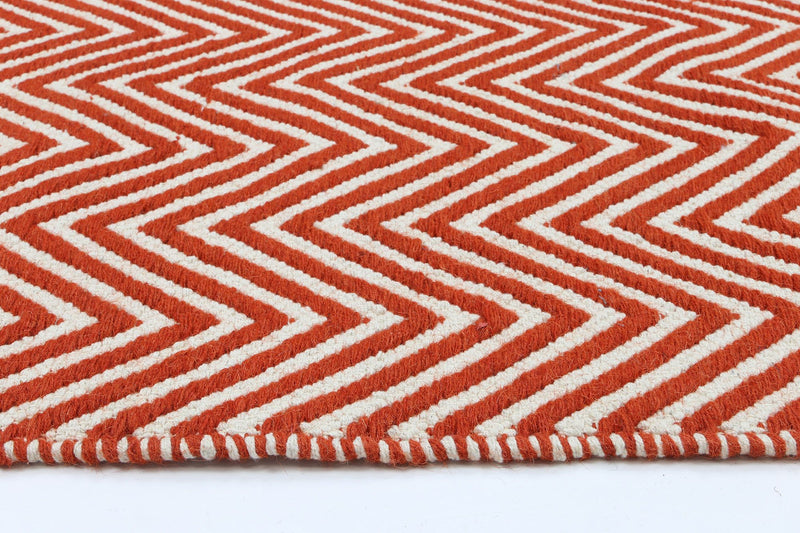 Natura Wool Orange Red Chevron Rug 120x170 cm