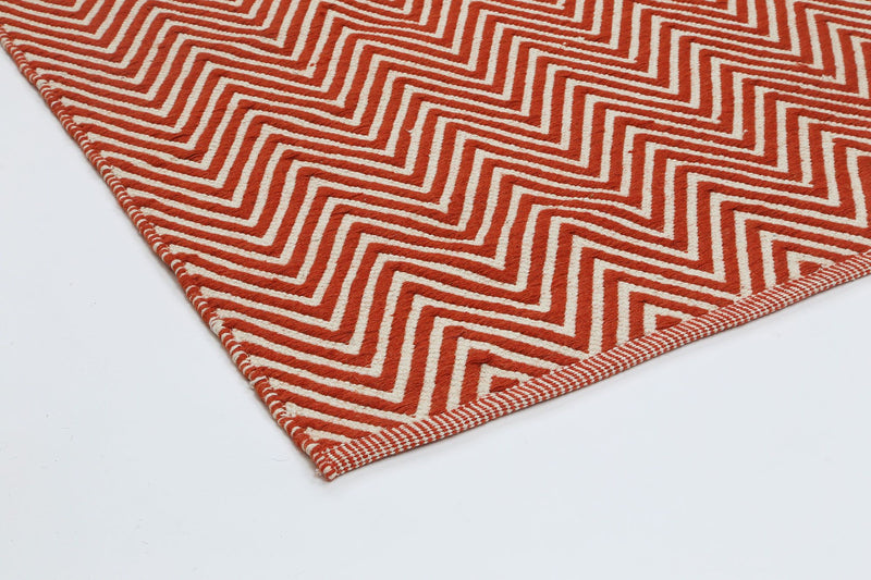 Natura Wool Orange Red Chevron Rug 120x170 cm