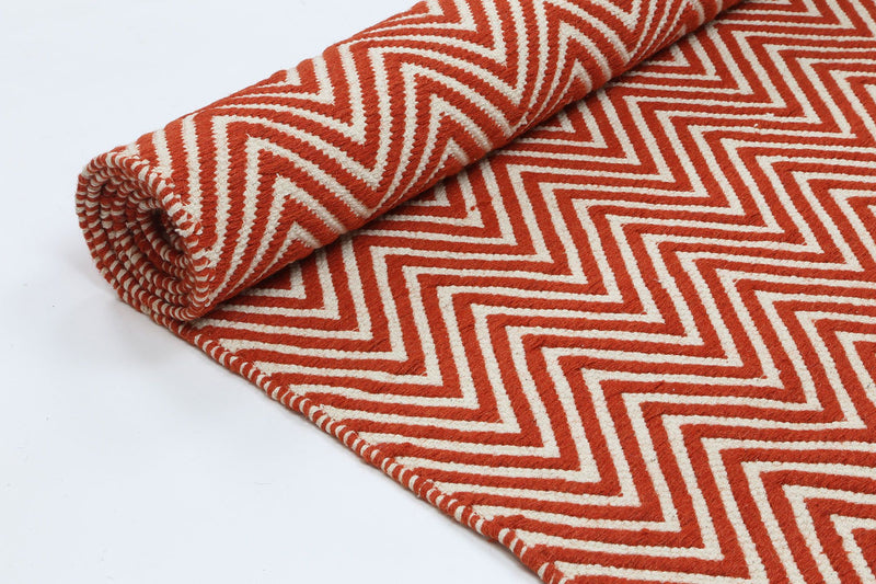 Natura Wool Orange Red Chevron Rug 120x170 cm