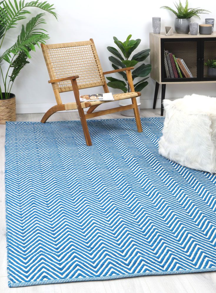 Natura Wool Turquoise Blue Chevron Rug 120x170 cm