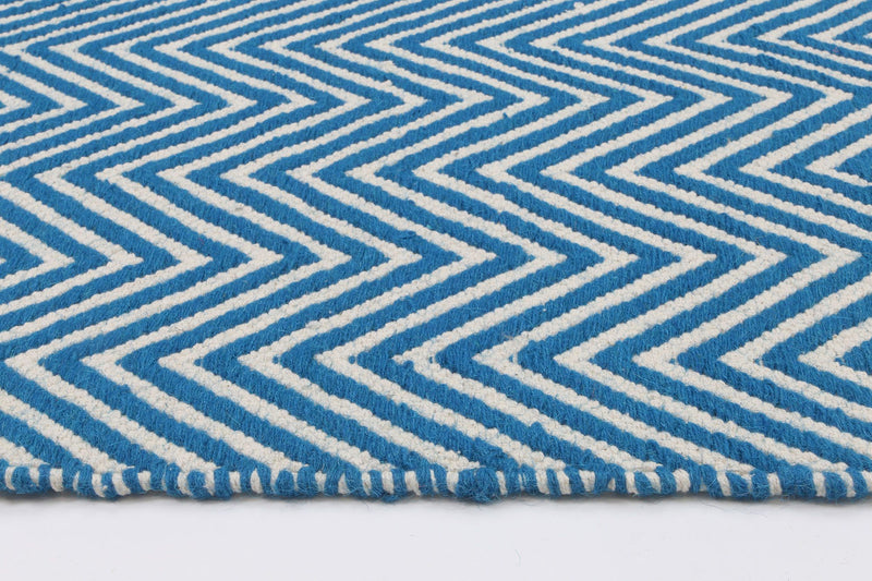 Natura Wool Turquoise Blue Chevron Rug 120x170 cm