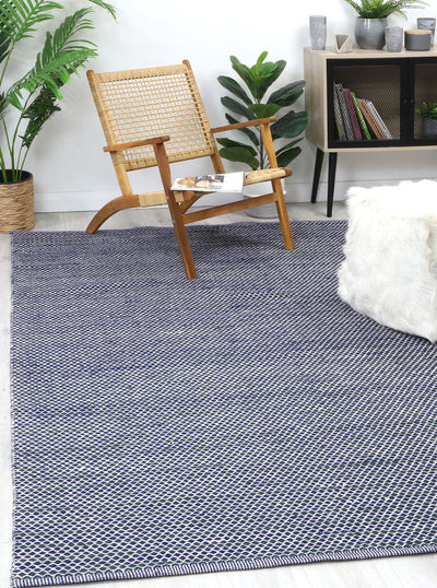 Natura Wool Blue Striped Rug 160x230 cm