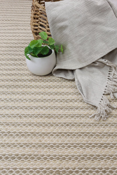 Natura Wool Beige Striped Rug 160x230 cm