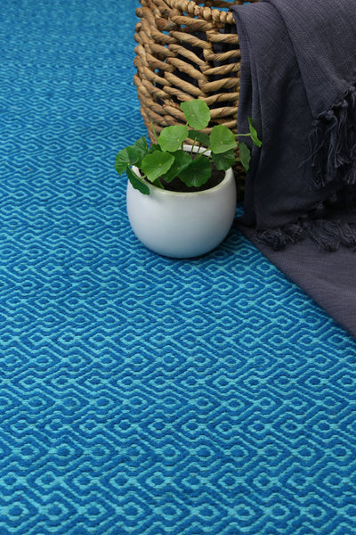 Natura Wool Turquoise Blue Diamond Rug 160x230 cm