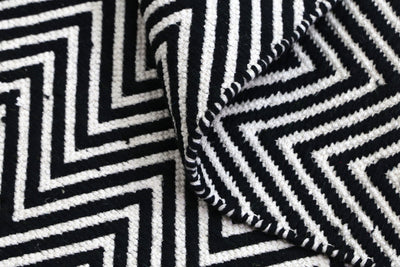 Natura Wool Black White Chevron Rug 160x230 cm