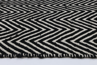 Natura Wool Black White Chevron Rug 160x230 cm