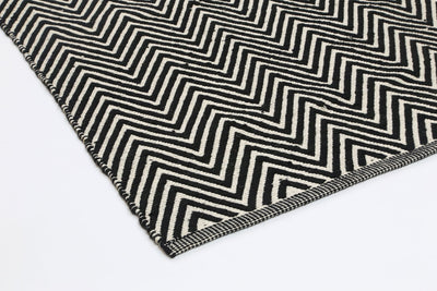 Natura Wool Black White Chevron Rug 160x230 cm