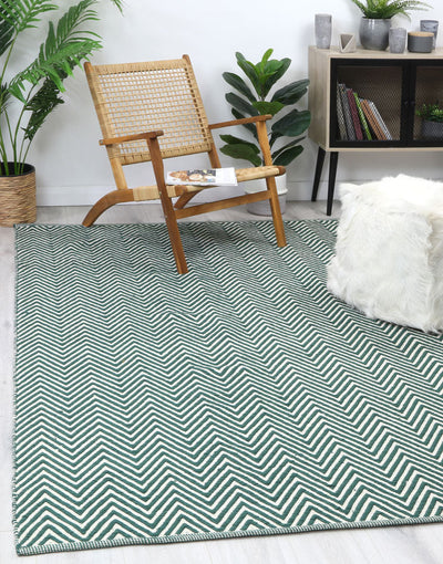 Natura Wool Green Chevron Rug 160x230 cm