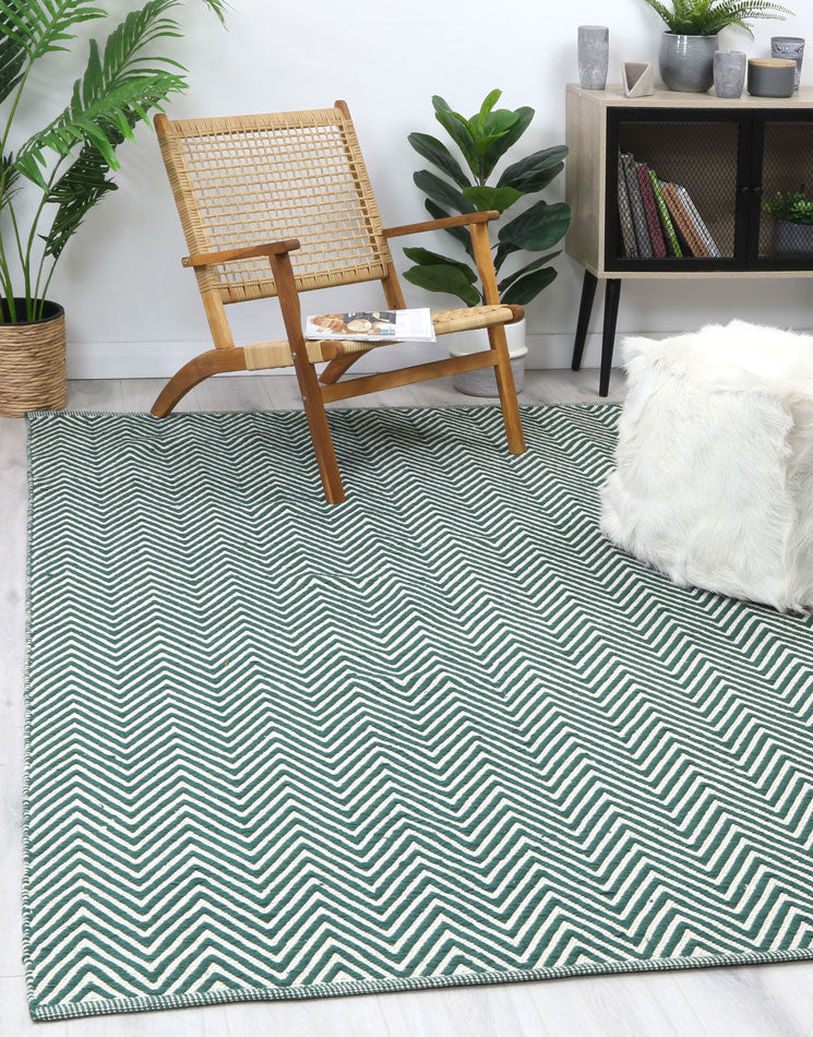 Natura Wool Green Chevron Rug 160x230 cm