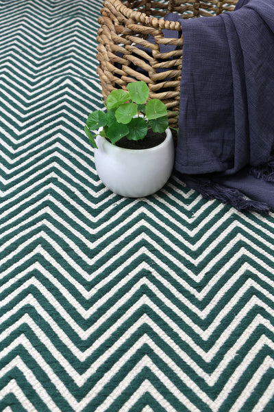 Natura Wool Green Chevron Rug 160x230 cm