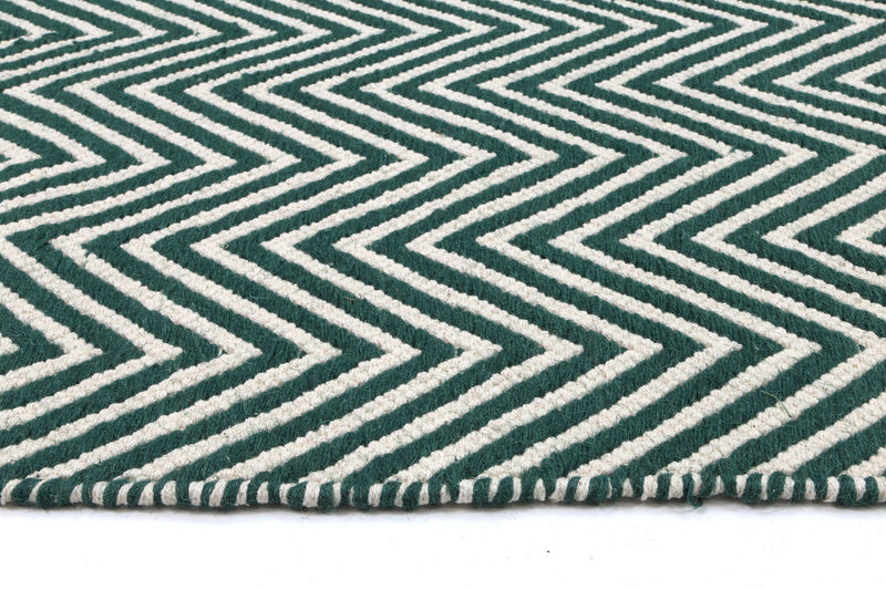 Natura Wool Green Chevron Rug 160x230 cm