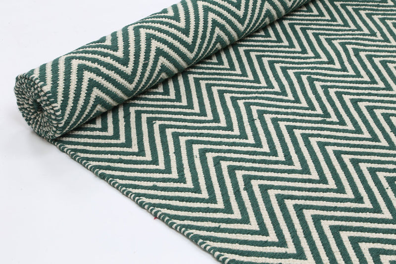 Natura Wool Green Chevron Rug 160x230 cm