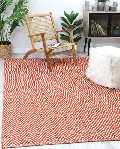 Natura Wool Orange Red Chevron Rug 160x230 cm