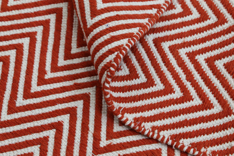 Natura Wool Orange Red Chevron Rug 160x230 cm