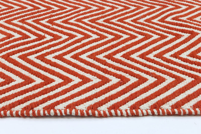 Natura Wool Orange Red Chevron Rug 160x230 cm