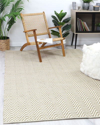 Natura Wool Limestone Beige Chevron Rug 200x290 cm