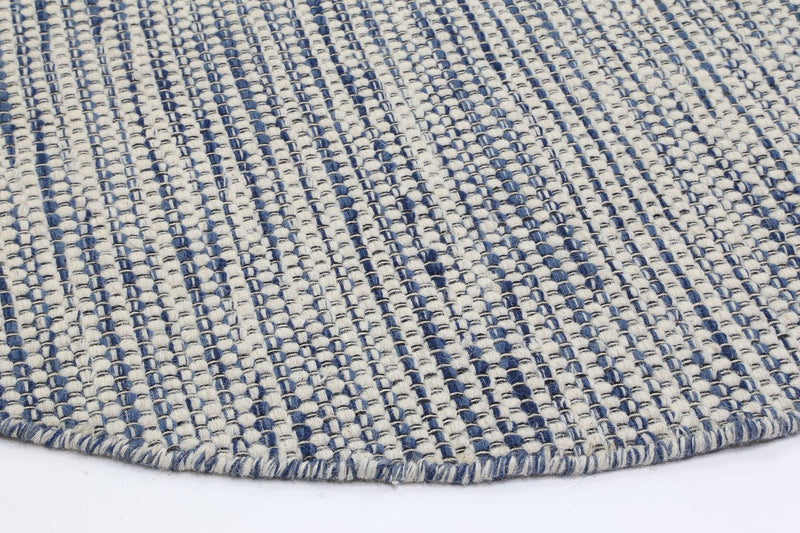 Scandi Blue Reversible Wool Round Rug 150x150 cm Round