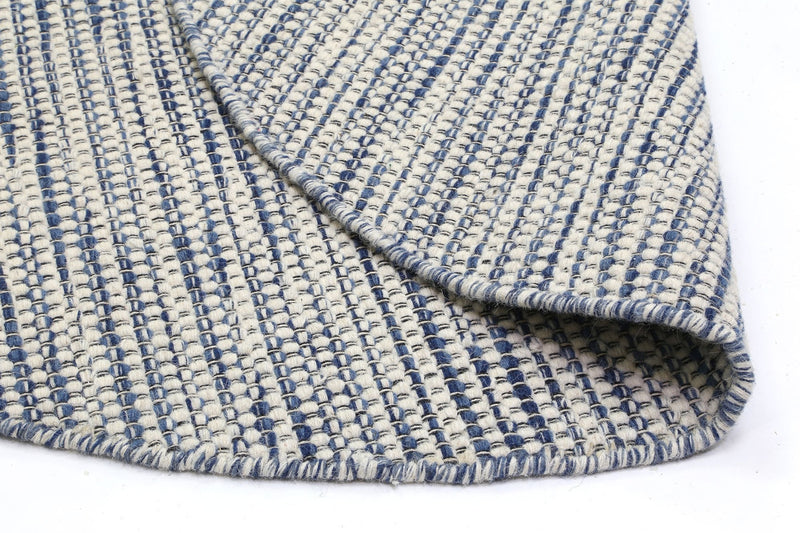 Scandi Blue Reversible Wool Round Rug 150x150 cm Round