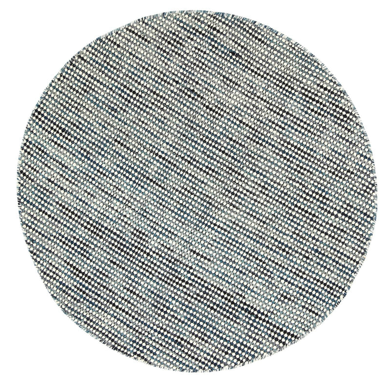 Scandi Teal Blue Reversible Wool Round Rug 150x150 cm Round