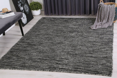 Scandi Black White Reversible Wool Rug 160x230 cm