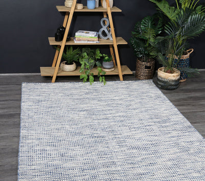 Scandi Blue Reversible Wool Rug 160x230 cm