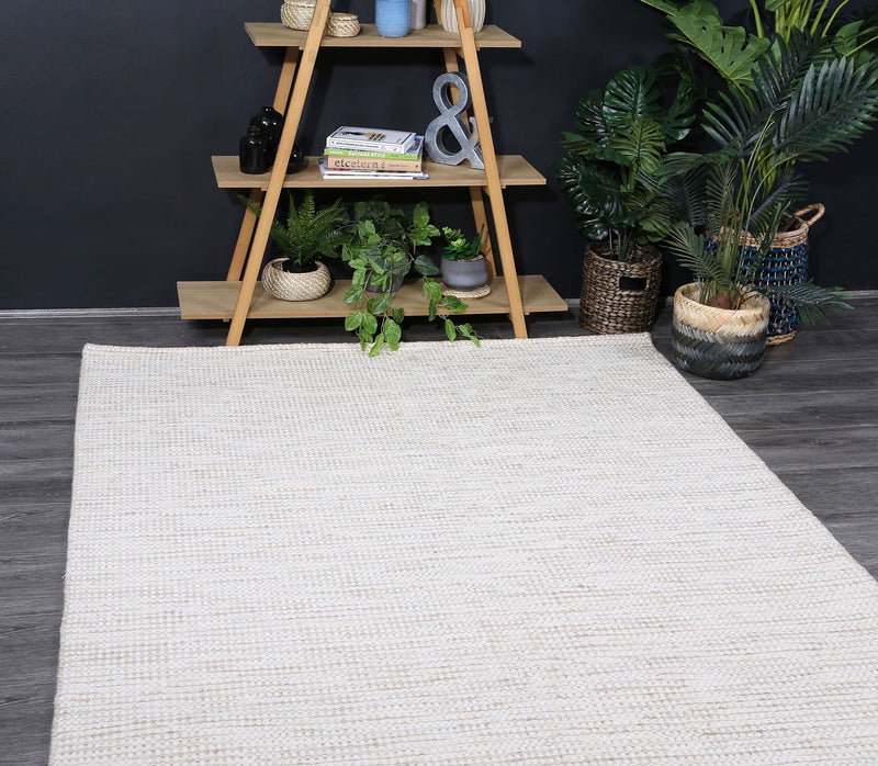 Scandi Beige Brown Reversible Wool Rug 160x230 cm