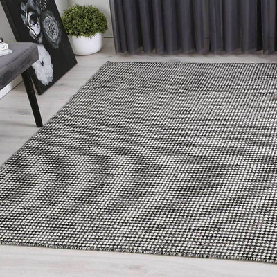 Scandi Charcoal Grey Reversible Wool Rug 160x230 cm