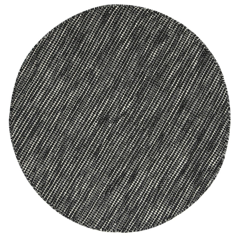 Scandi Black White Reversible Wool Round Rug 200x200 cm Round