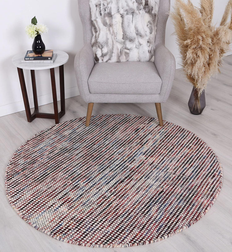 Scandi Multi Reversible Wool Round Rug 200x200 cm Round