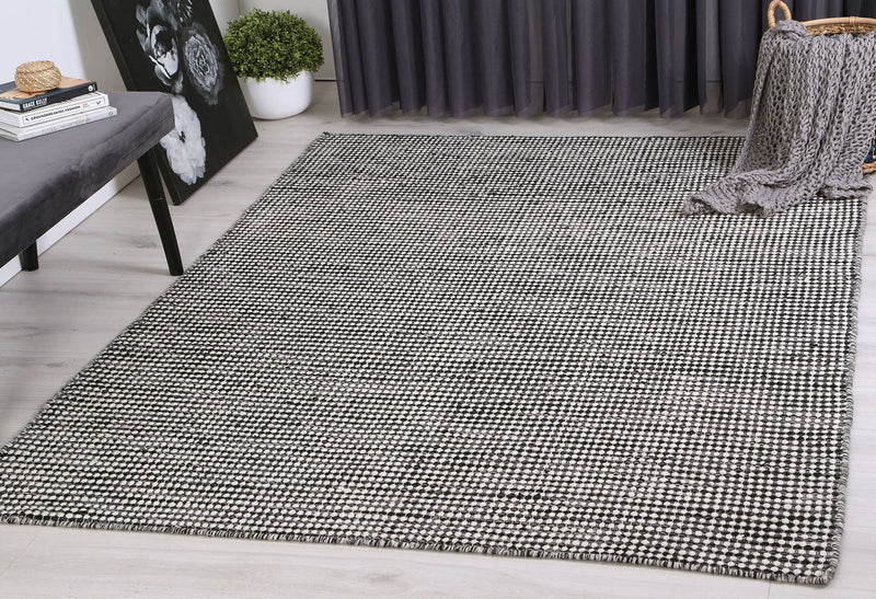 Scandi Charcoal Grey Reversible Wool Rug 240x330 cm