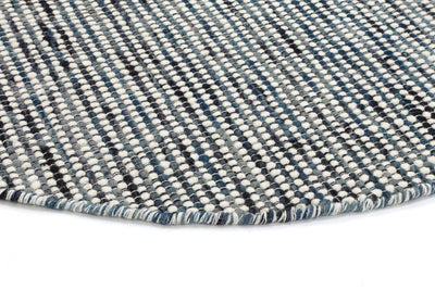 Scandi Teal Blue Reversible Wool Round Rug 240x240 cm Round