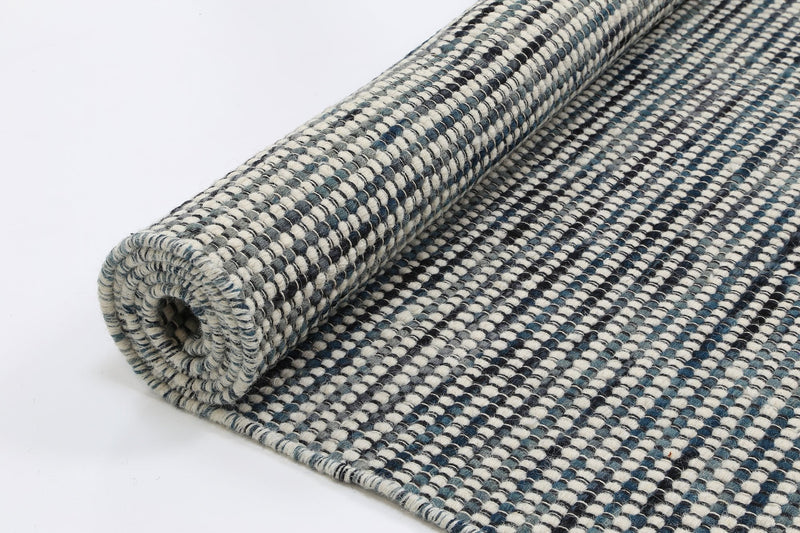 Scandi Teal Blue Reversible Wool Rug 240x330 cm