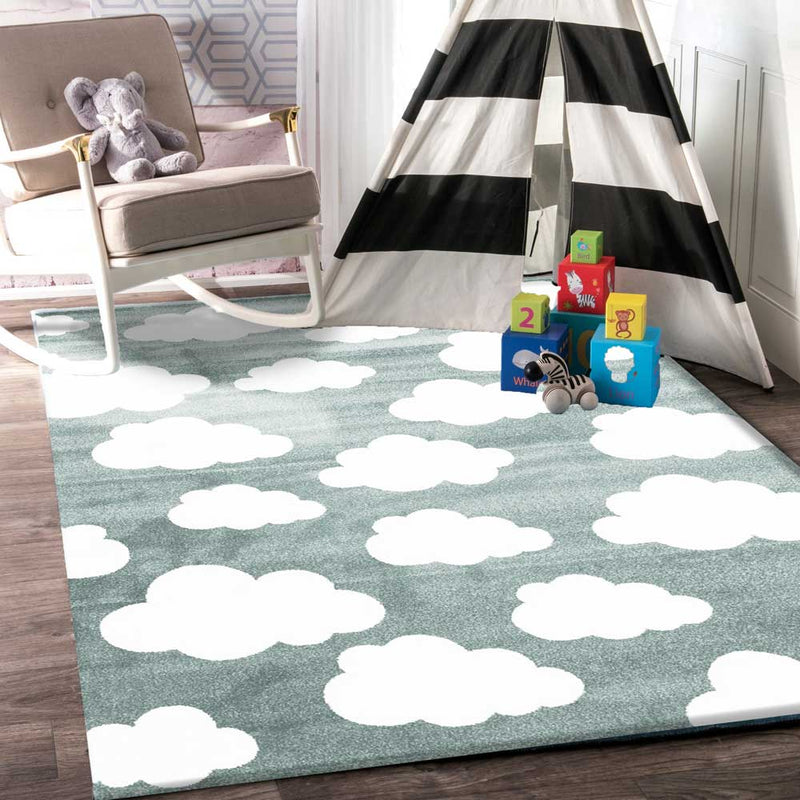 Piccolo  Aqua White Cloud Kids Rug 120x170cm