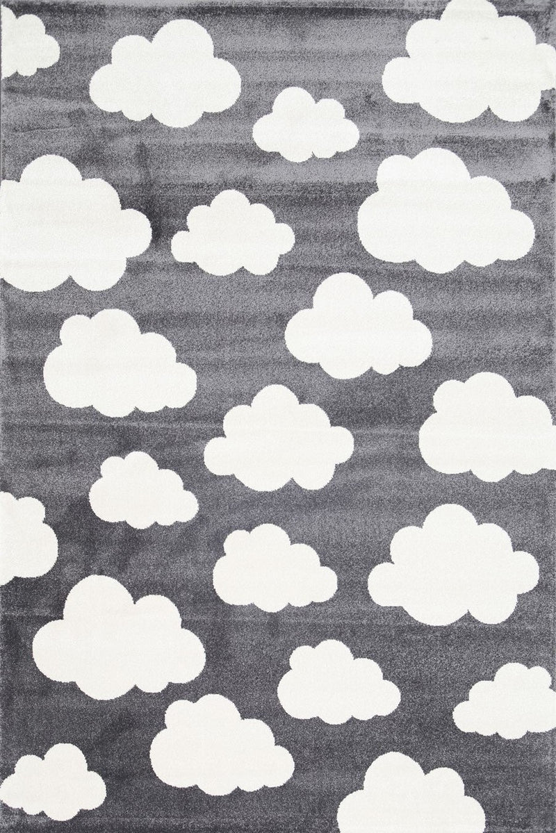 Piccolo  Dark Grey and White Cloud Kids Rug 120x170cm