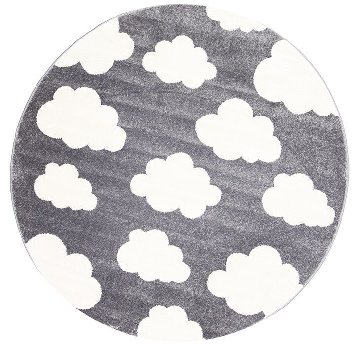 Piccolo  Dark Grey and White Cloud Kids Rug 120x170cm