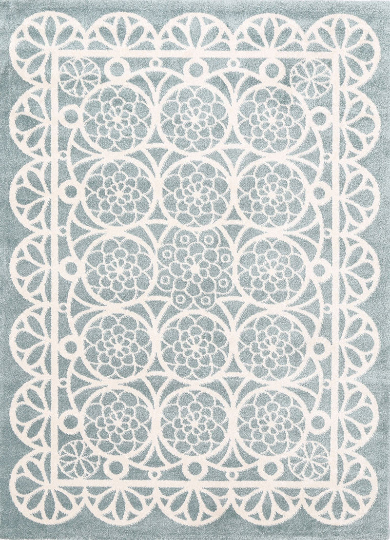 Piccolo  Aqua White Doily Kids Rug  120x170cm