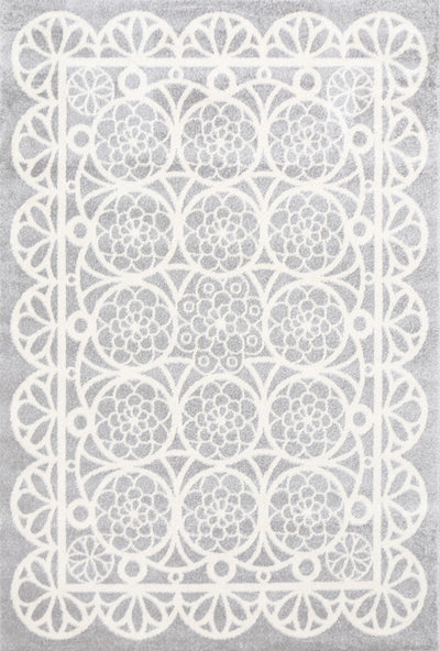 Piccolo  Grey and White Doily Kids Rug 120x170cm