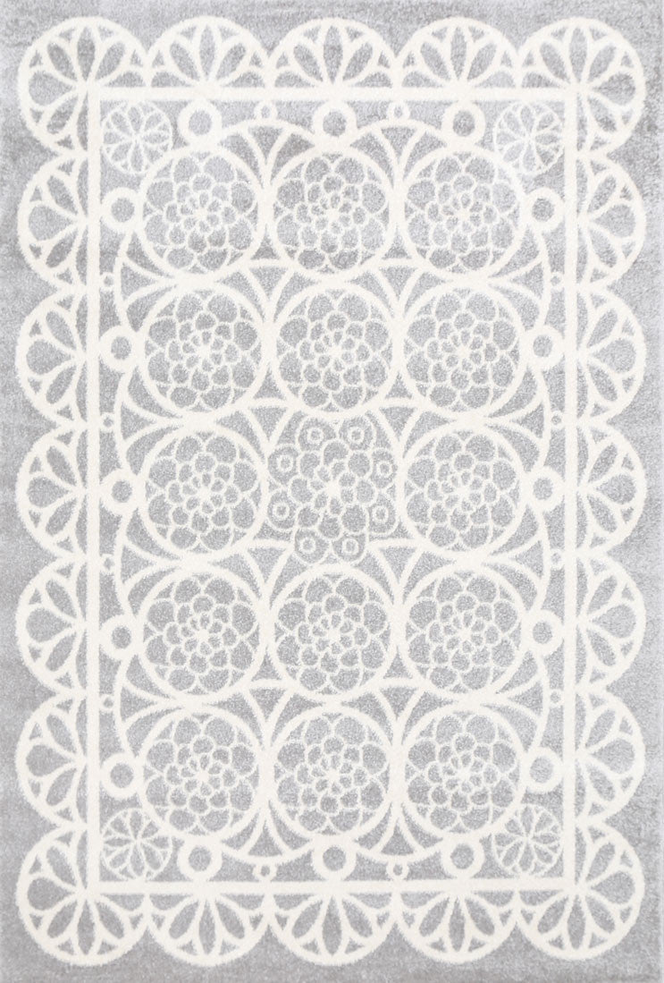 Piccolo  Grey and White Doily Kids Rug 120x170cm