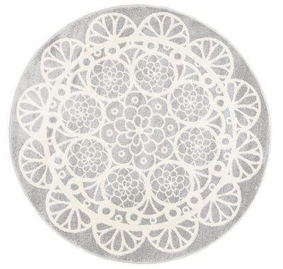 Piccolo  Grey and White Doily Kids Rug 120x170cm