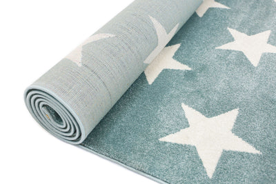 Piccolo Aqua White Stars Kids Rug 120x170cm