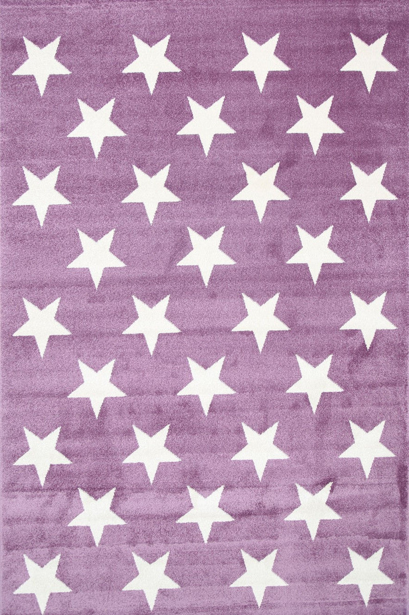 Piccolo Violet Pink and White Stars Kids Rug 120x170cm