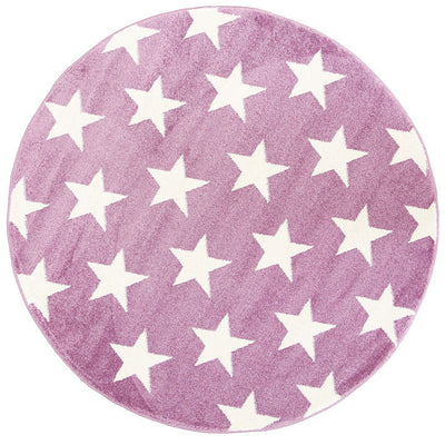 Piccolo Violet Pink and White Stars Kids Rug 120x170cm