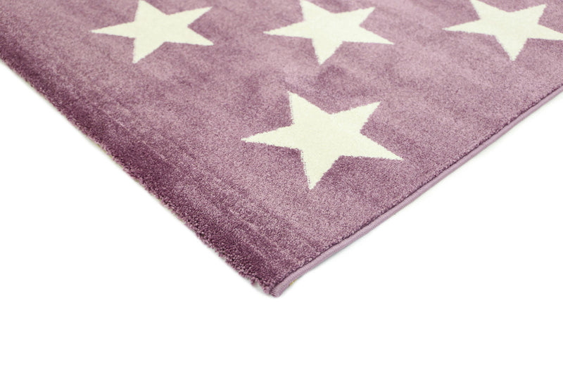 Piccolo Violet Pink and White Stars Kids Rug 120x170cm