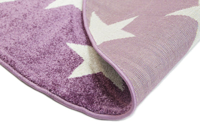 Piccolo Violet Pink and White Stars Kids Rug 120x170cm